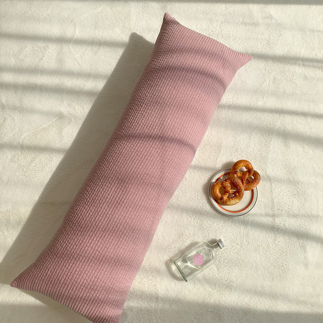 한스갤러리 순면 줄누비 바디필로우 솜포함, 로즈핑크