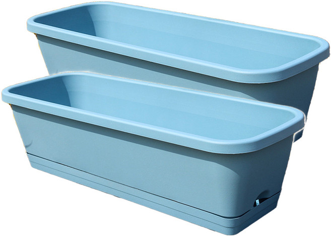 오늘의공감 고급 사각 플라스틱 슬릿 화분, 블루, 2개