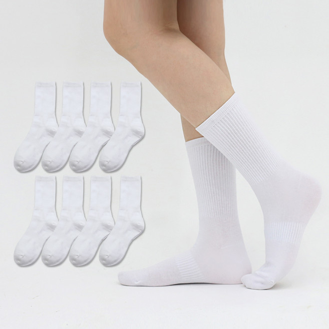 이지레그 여성용 스포츠 밴딩 논쿠션 장목 무지 양말 8켤레