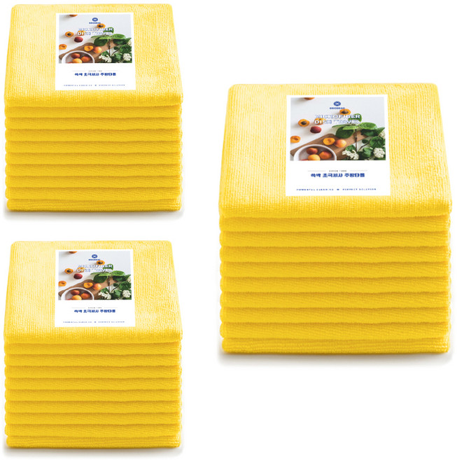 SSCSSAC 초극세사 만능주방 행주 연노랑, 30개
