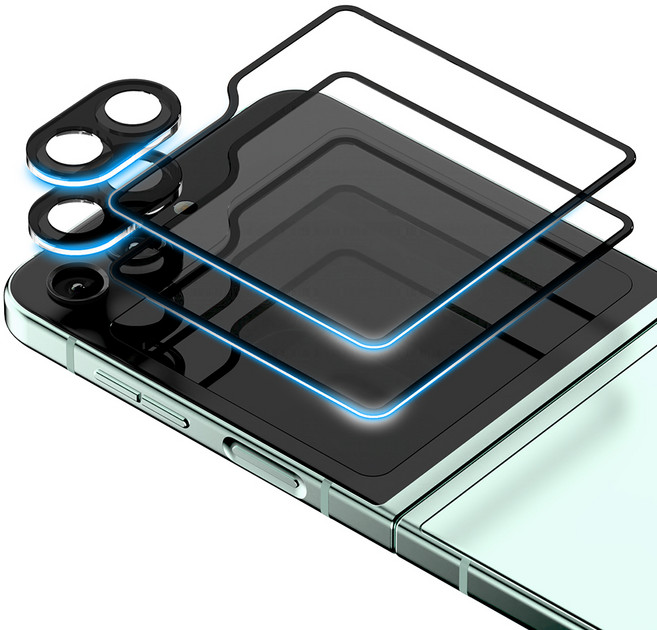 구스페리 빛번짐 차단 블랙써클 풀커버 카메라 렌즈 + 후면보호 강화유리 휴대폰 액정보호필름 2p 세트, 1세트