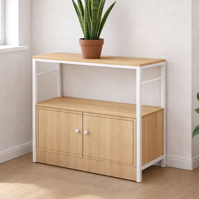 가구느낌 복 주방 수납장, 네추럴화이트, 2단