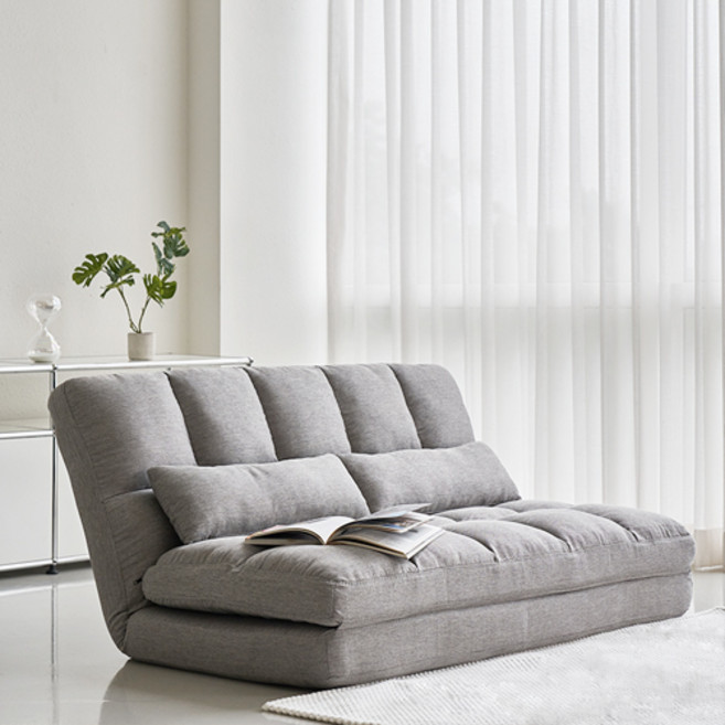 아이와비 좌식 패브릭 소파베드+ 쿠션2개 방문설치, 그레이