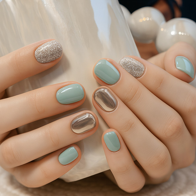 잇템샵 미러 네일 팁 셀프 네일아트 컬렉션, 미스틱민트, 1개