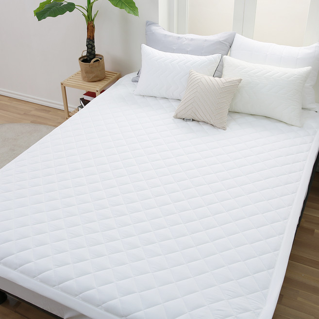 아이닉스 파스텔 바이오워싱 먼지없는 사계절 고정밴드 누빔 침대패드, 아이보리