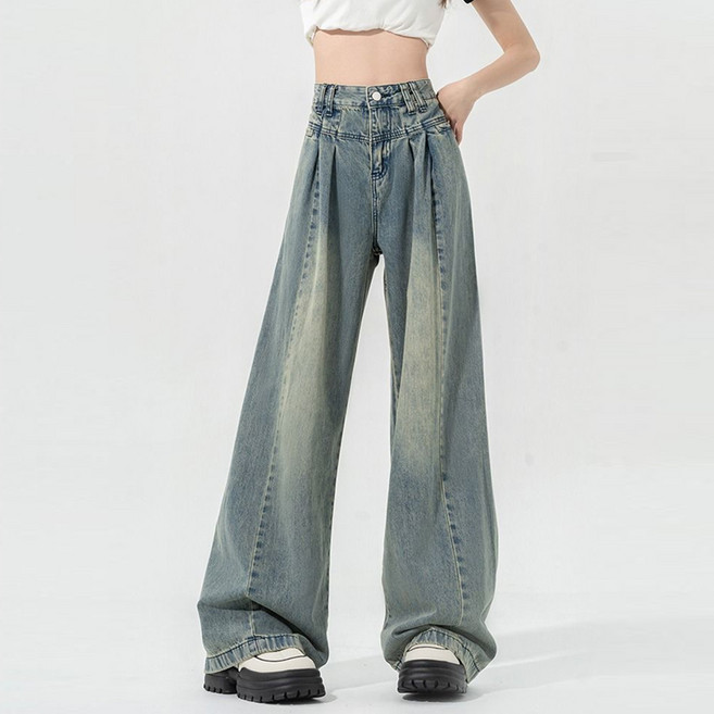 마켓에이 여성용 빈티지 핀턱 하이웨이스트 팬츠 P24FW3-A0999