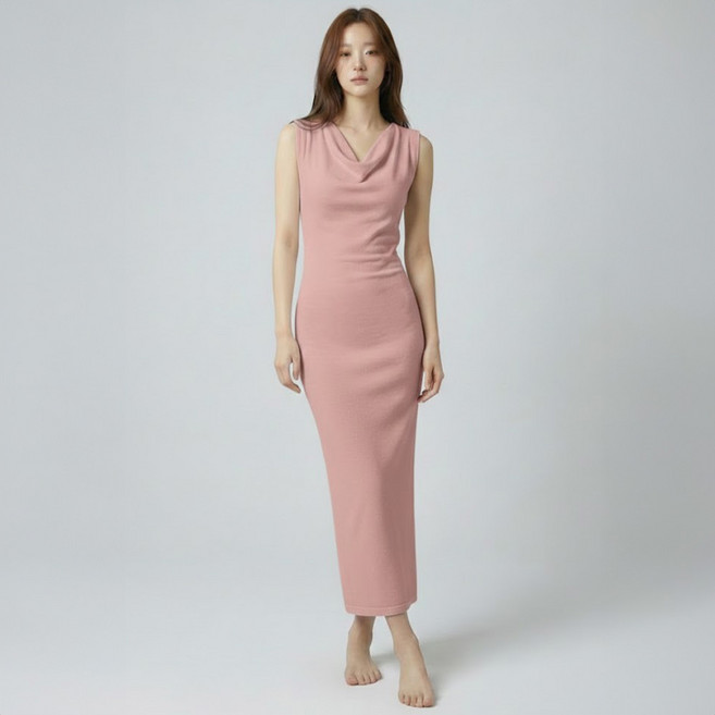 Paperments Lumiere 垂墜感針織連身裙 14322, 粉紅色