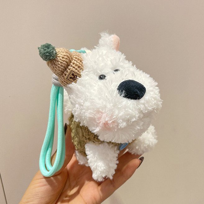 다다랜드 꾸멍친구들 강아지 인형 키링, 12cm, 브라운, 1개