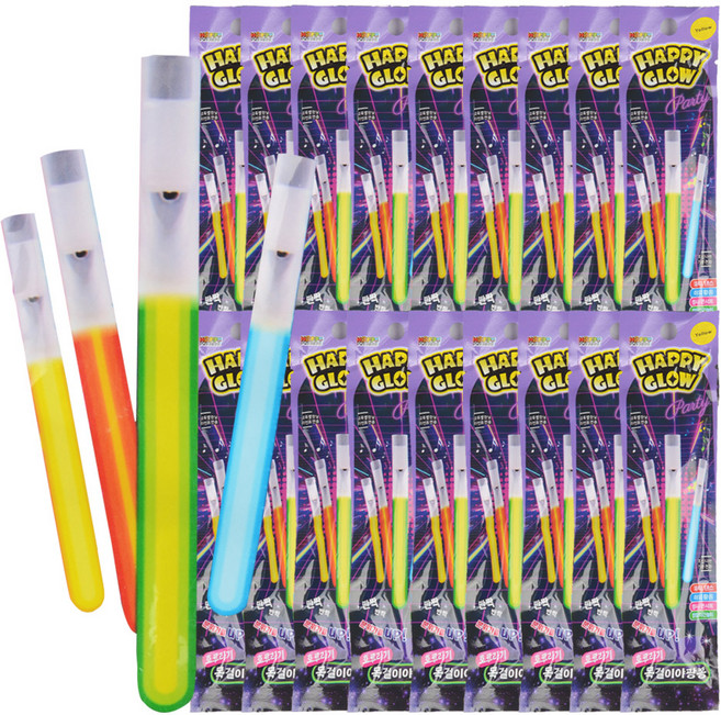 KY I&D 快樂夜光哨子項鍊螢光棒, 18個, 隨機出貨