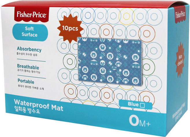 fisher-price 費雪 拋棄式防水墊 10入, 藍色, 1盒
