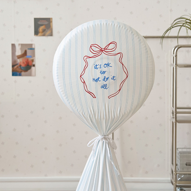 베베데코 스판 가전 멀티커버 빈티지리본 선풍기커버형, 블루스트라이프