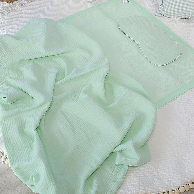 화모베이비 소프트 3중직거즈 순한아기 낮잠이불세트 분리형, 민트