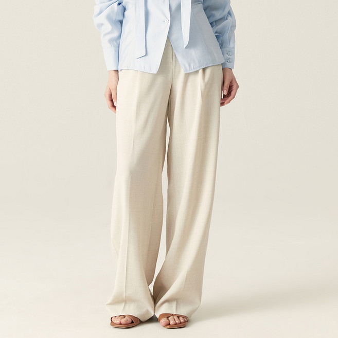 로엠 여성용 린넨라이크 원턱 와이드 슬랙스