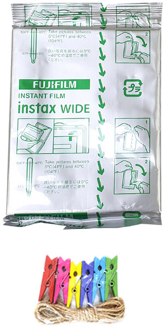 instax 拍立得 wide空白底片 10張+木製彩虹夾裝飾繩組, 單品, 1套