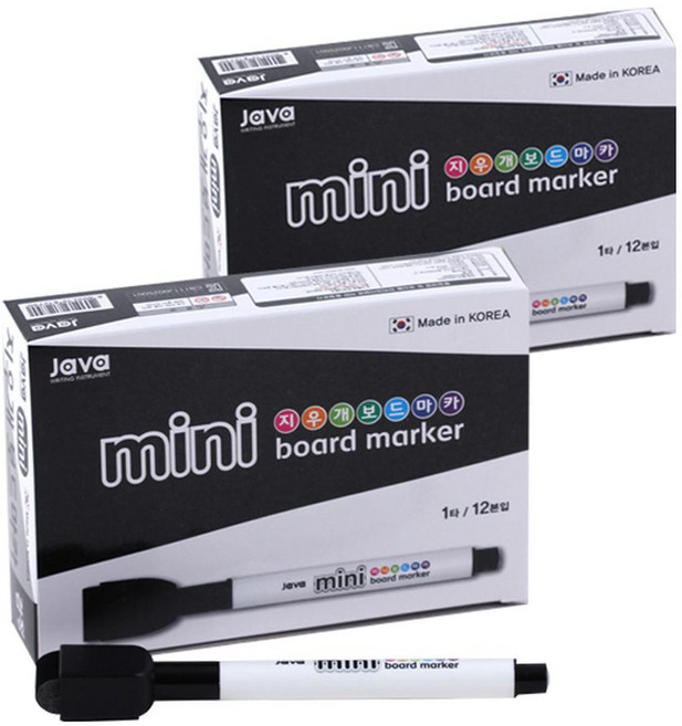 JAVAPEN 附板擦迷你白板筆, 24支, 黑色