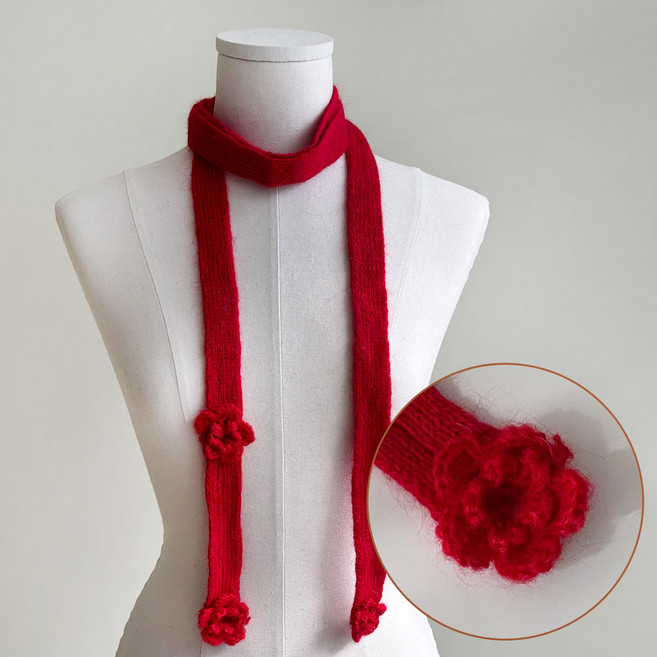 바비수 메리 플라워 포인트 미니 니트 머플러