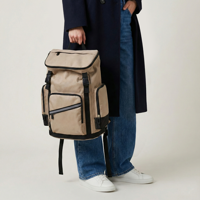 jeballot 男女通用都市多功能後揹包, 米色