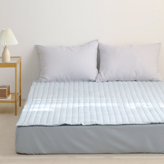 플로라침구 내추럴 40수 순면 밴딩 패드, 내추럴블루