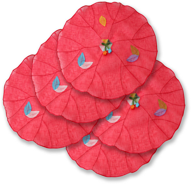 해피툴 나뭇잎 모시 조각 밥상보 레드, 5개