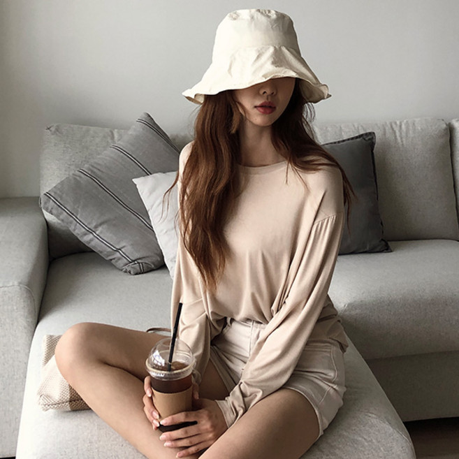 VANILLA MINT 女款寬鬆長版長袖T恤