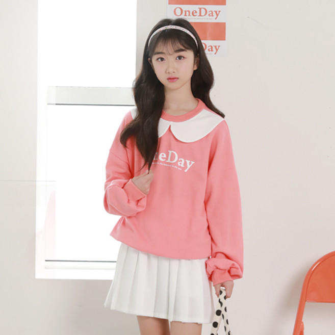 나나주니 여아용 원데이 카라 티셔츠 + 하이틴 스커트 세트