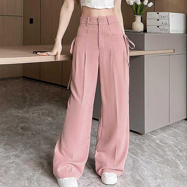 패션풀 여성용 포켓 리본 와이드 슬랙스 30004