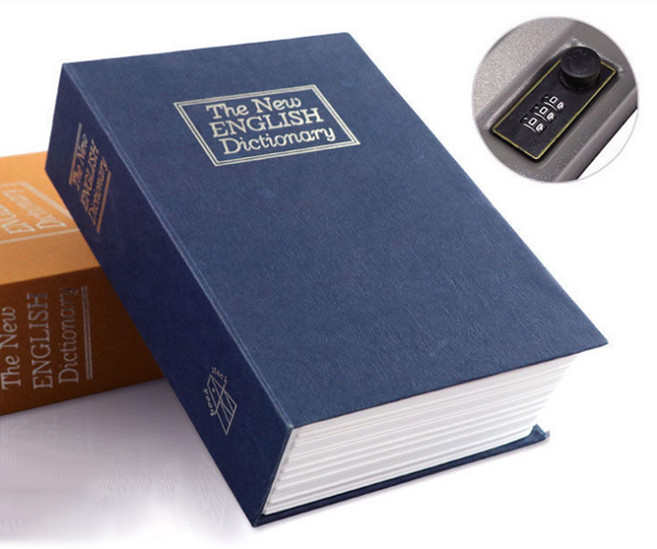 스토리빙 비밀 미니 책 휴대용 금고 대형, 블루