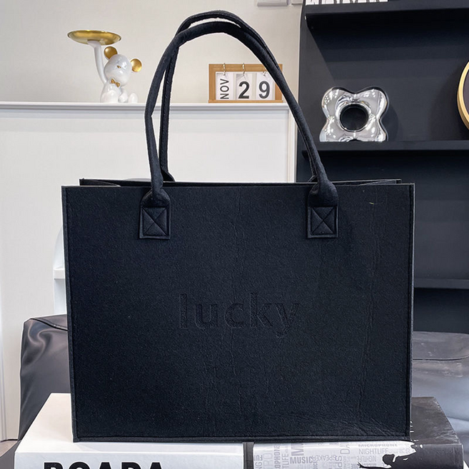 그리뉴얼 토드백 스타일 부직포 쇼핑백, 블랙, 1개