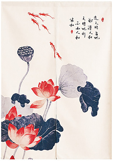 마켓에이 꽃화 민화 드로잉 도어커튼