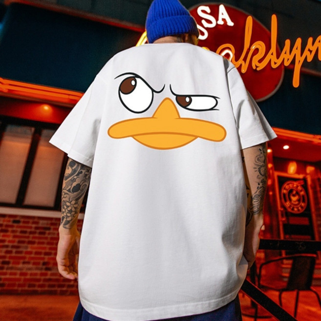 JTL 男款鴨子臉圖案寬鬆版短袖T恤