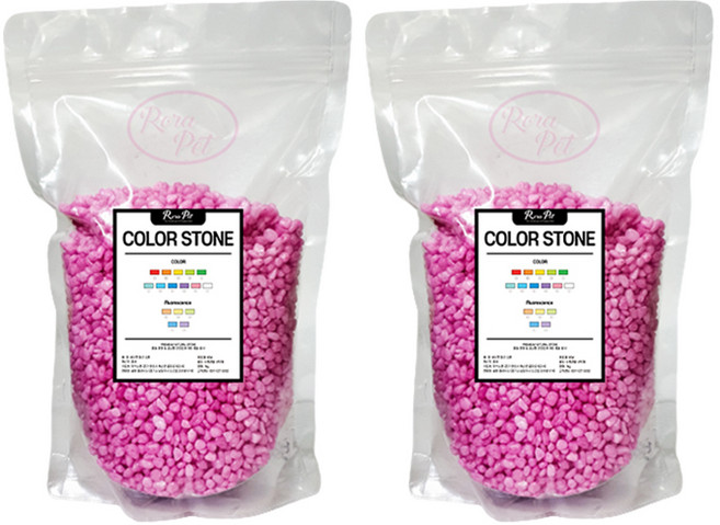 로라펫 수족관 장식 컬러 스톤 파우치, 로즈 핑크, 2개