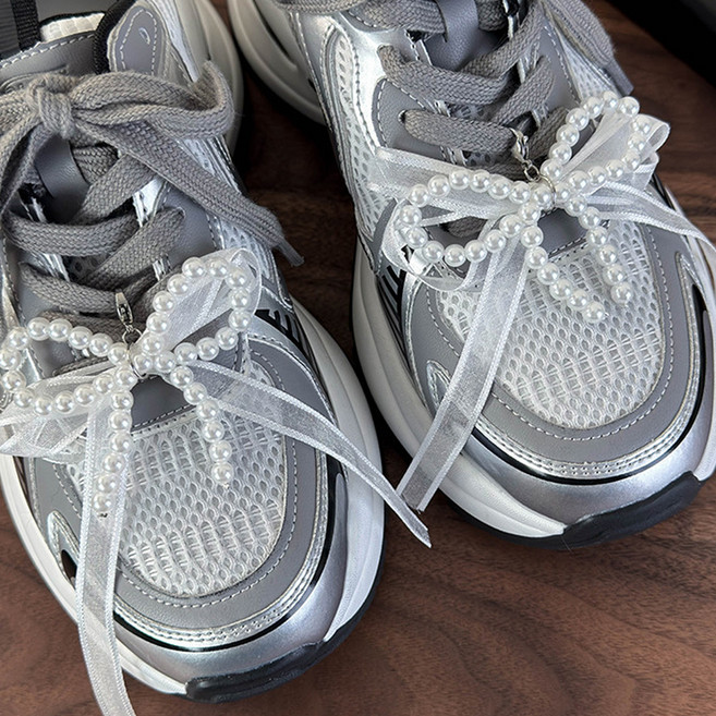 MarketA 蕾絲芭蕾風串珠鞋飾 2入