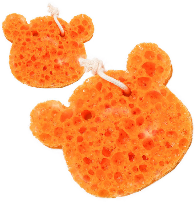 SSCSSAC 바디클렌징 해면 목욕스펀지 베어, 오렌지, 1개입, 2개