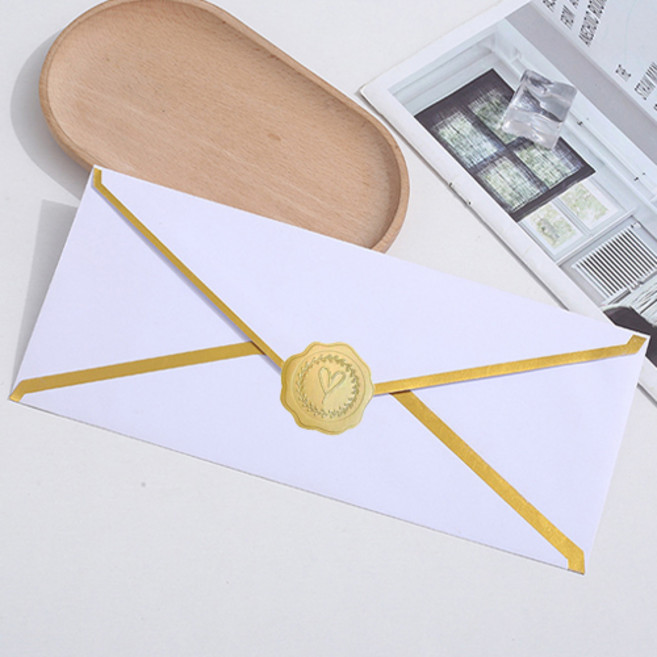 Eumes 感謝禮物 零用錢 商品禮券 信封 + 燙金貼紙組合 105 x 240 mm, 白色, 20套