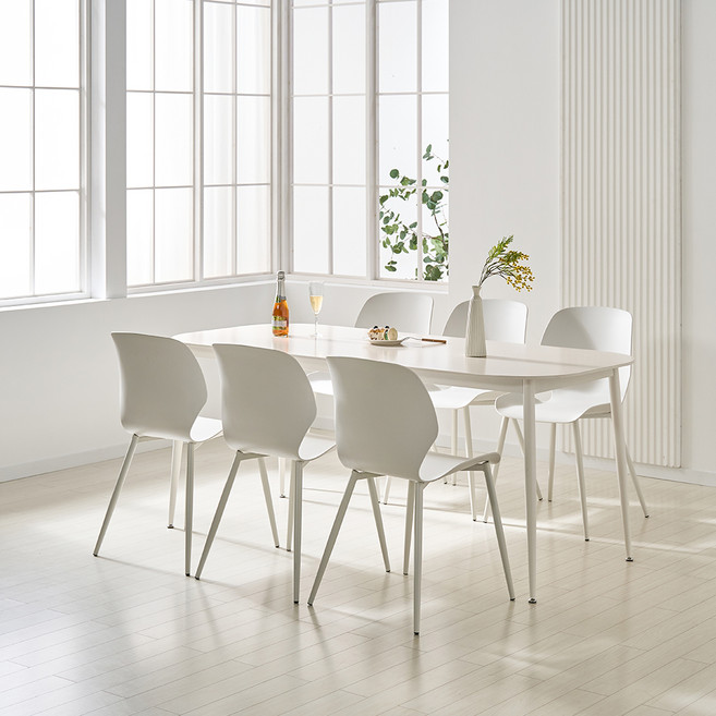 루시드퍼니처 세린 6인용 세라믹 식탁 + 의자 6p 세트 방문설치, 샌드베이지+화이트(식탁), 화이트(의자), 일반의자 6