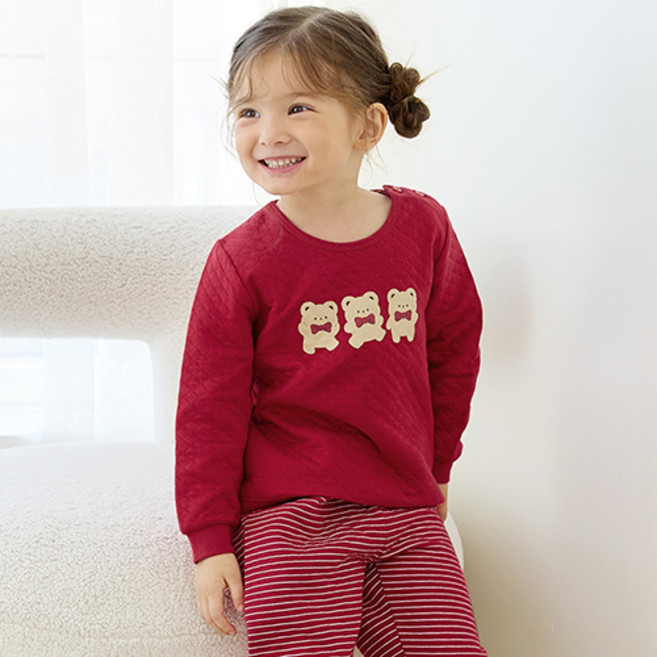 유니프랜드 아동용 메리베어 면 오버핏 보온내의 상하의 세트