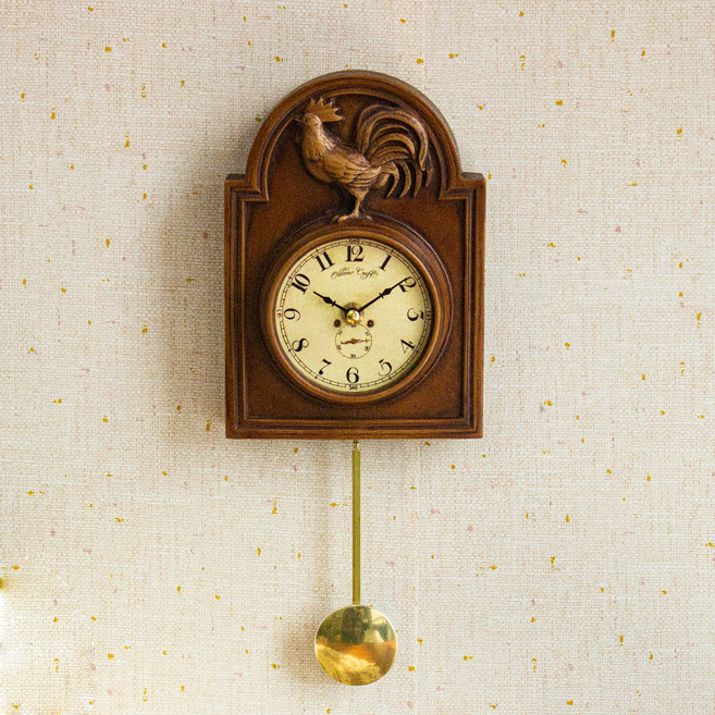 키다리시계 정통 엔틱 닭 장식 추 벽시계 krod005, 혼합색상