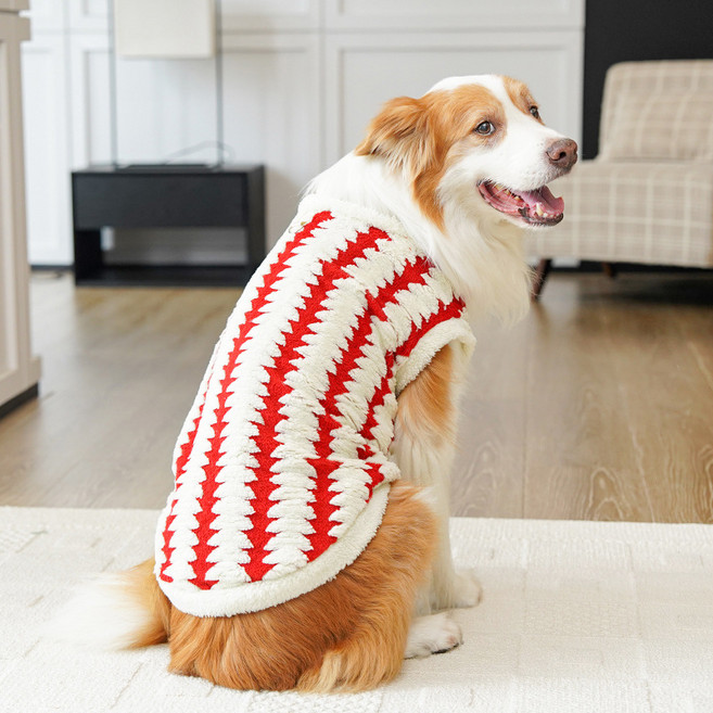 파스텔펫 강아지 중대형견 패턴 극세사 티셔츠, 레드, 1개