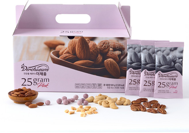 Derchaeum 25구람 하루한줌 견과세트 핑크 600g, 1세트