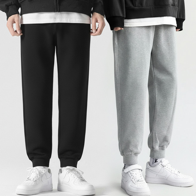 Man in Mode 男款日常柔軟刷毛內裡運動訓練束口褲 2件組 JY044