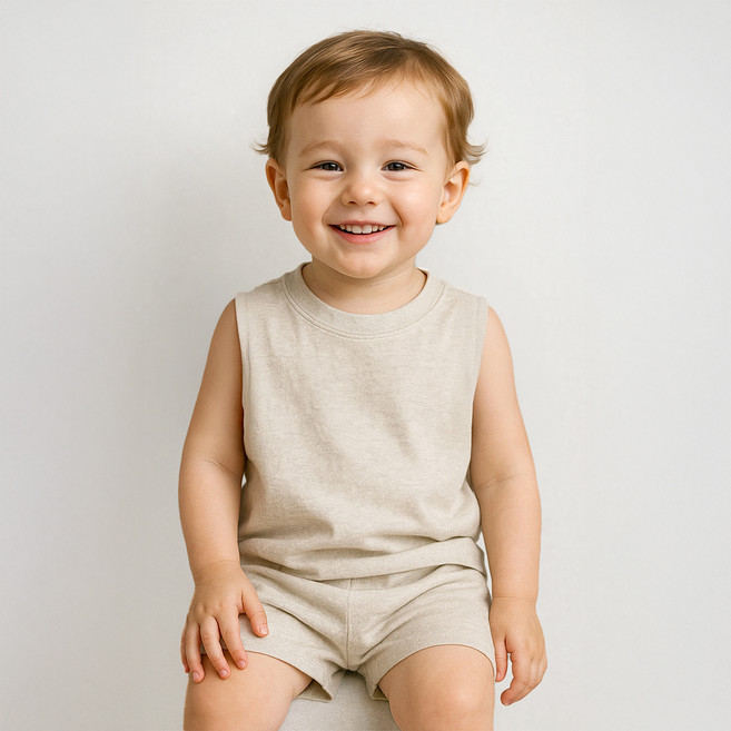 리틀래빗 아동용 나시 팝 무지 상하의 세트