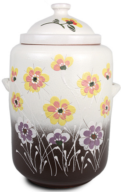 도예마을 흑분청 쌀독 20kg, 투톤들꽃, 1개