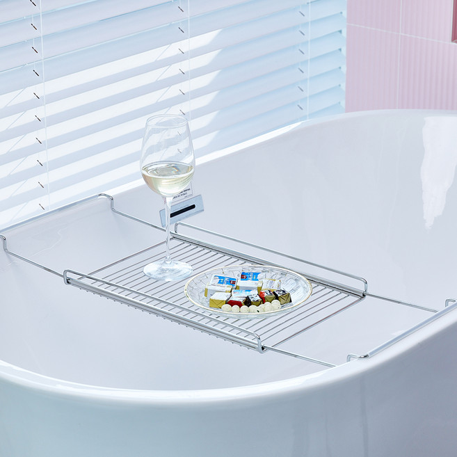 공감스토어 올 스텐304 반신욕 받침대 길이조절 욕조트레이, 실버, 1개