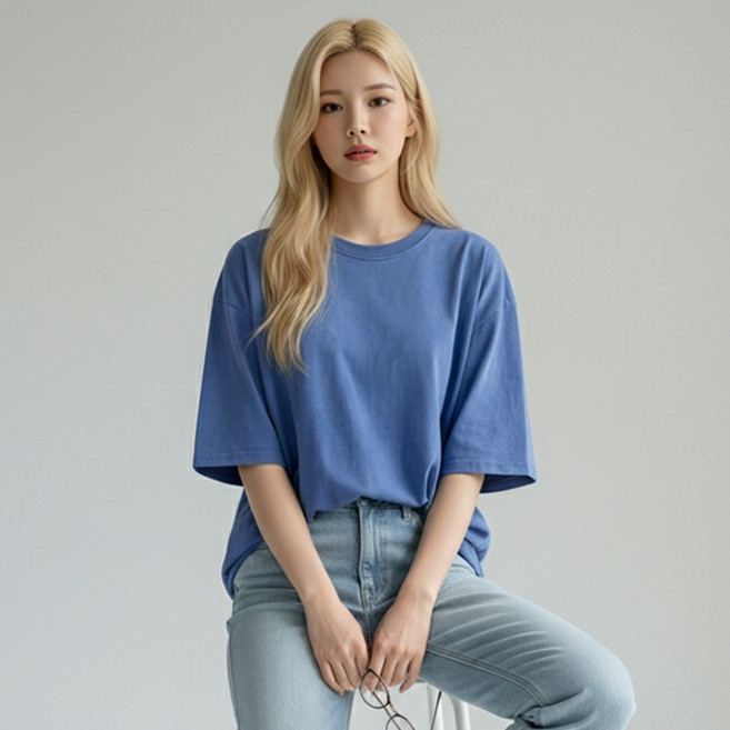 레몬소울 여성용 빈티지 피그먼트 반팔 티셔츠