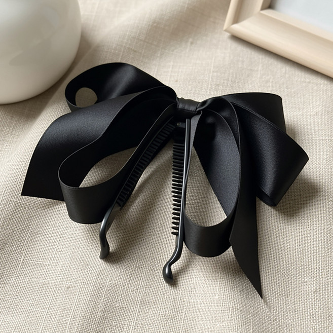 미다미 모드 새틴 3단 빅 리본 바나나핀 1638