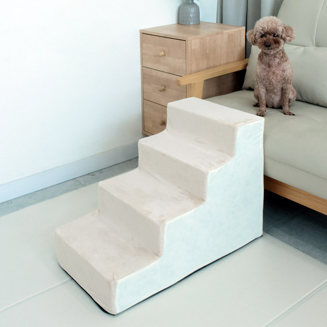 딩동펫 반려동물 콤비 배색 논슬립 계단, 크림베이지, 1개