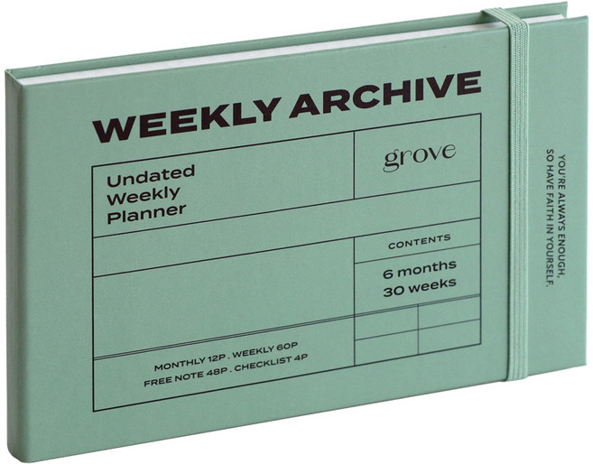 아이코닉 위클리 아카이브 플래너 6개월 만년형 다이어리, GROVE, 1세트