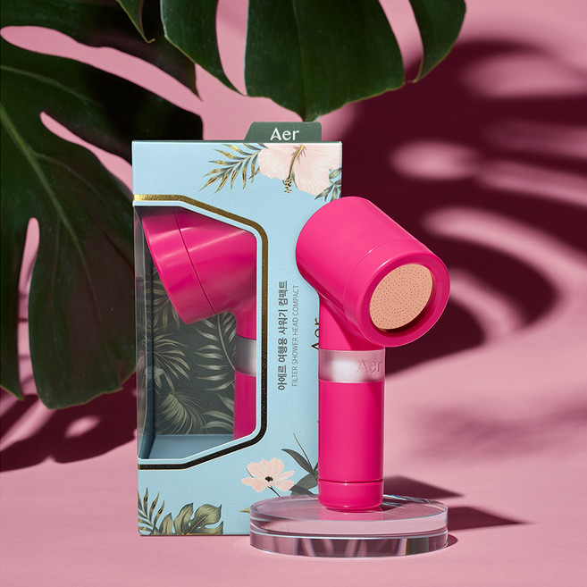 Aer 旅行用迷你過濾蓮蓬頭, Hollywood Pink, 1盒