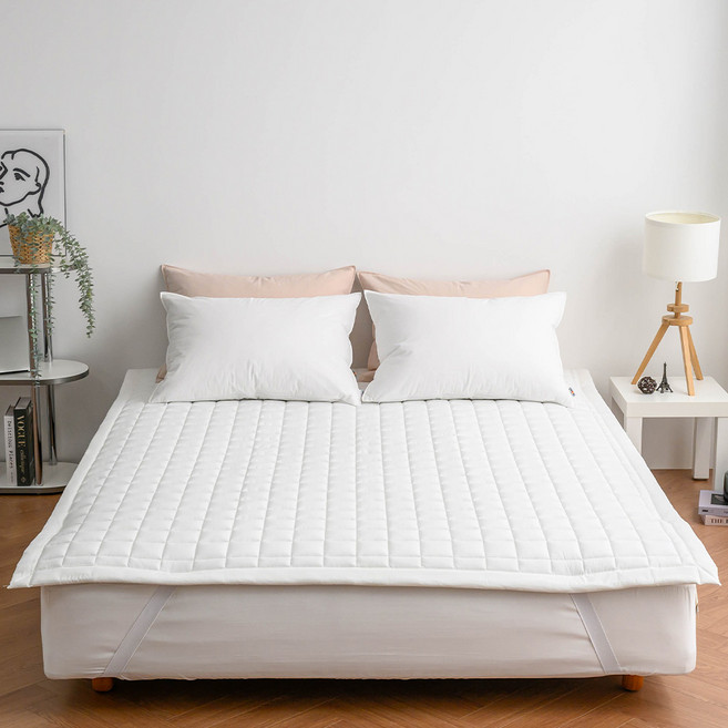 레베카 순면 고밀도 바이오워싱 호텔식 침대패드, 화이트, 1개