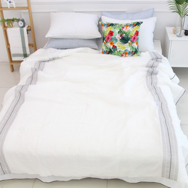 스토리이불 스노우 뱀부 이너스 여름이불 세트, 화이트, 블루